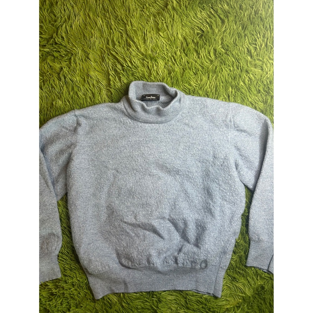 Neiman Marcus Sweater Kids Blue 100% Virgin Wool Mock Neck Made in Italy Classic